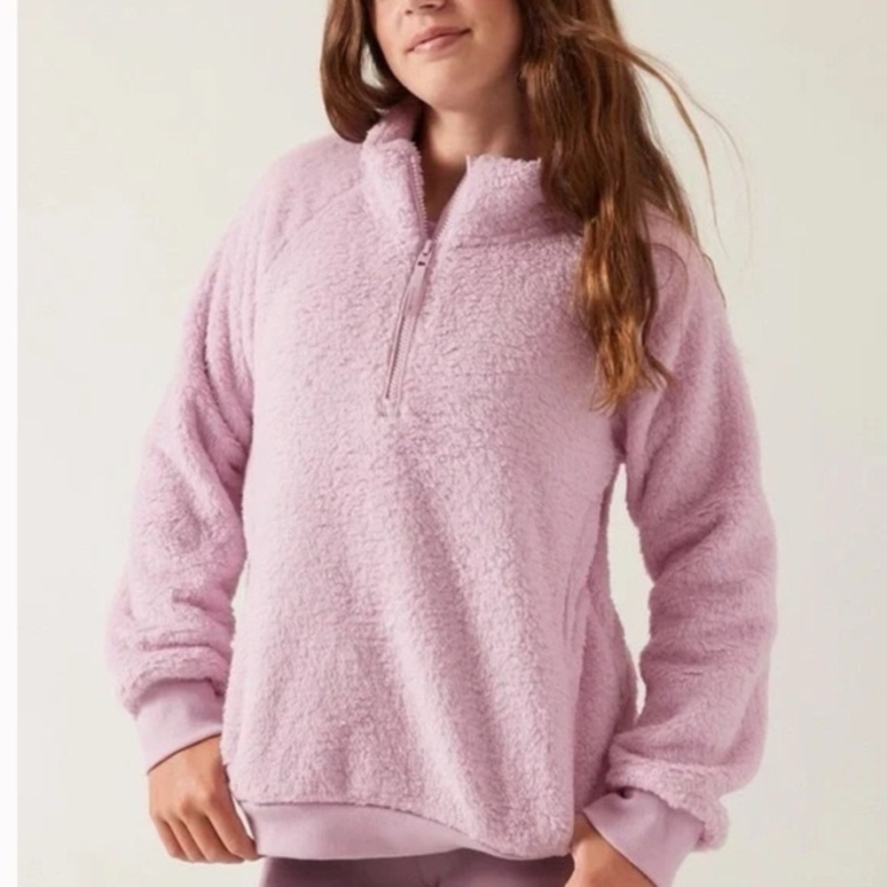 Athleta Girl So Snug Sherpa Half-Zip Lilac/Pink Size XXL